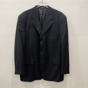 Pavone Soft Zignone Wool Three Button Suit Jacket Size 43 Regular Black
